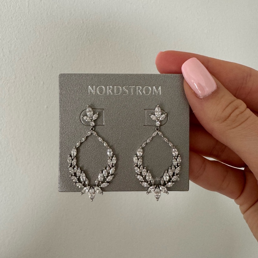 Nordstrom Silver Crystal Teardrop Statement Earrings